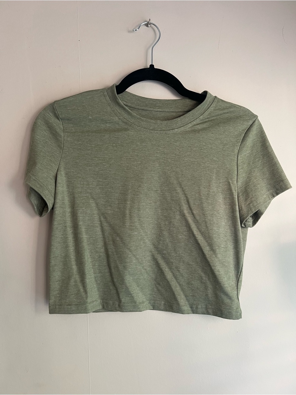 Women's Sage Green Crewneck Crop Tee